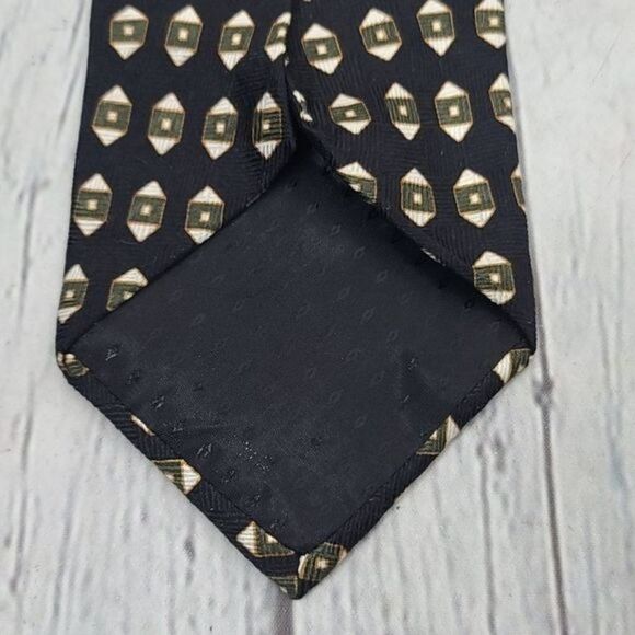 Vintage Neo Bill Blass Black Geometric Silk Tie - Picture 3 of 10
